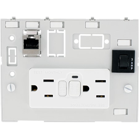 Murrelektronik MODLINK MSDD DBL COMBI INSERT 2XNEMA 5-15, GFCI+1xRJ45 female/female + 1x3A fuse, touch protection 4000-68000-4110000